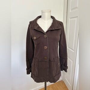 Neon Buddha Brown Button Front Utility Jacket Size Med